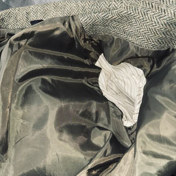 VTG Lizsport Sz 2P Petite 100 Wool Herringbone Tweed Blazer Jacket Leather Elbow - Picture 8 of 8